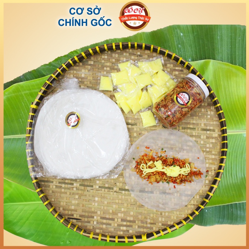 Combo Siêu Rẻ: 500gr bánh tráng Cô Cự 200gr hành phi tặng kèm  bơ 100gr+ 100gr muối + 150gr mật ong- Đặc sản Cô Cự