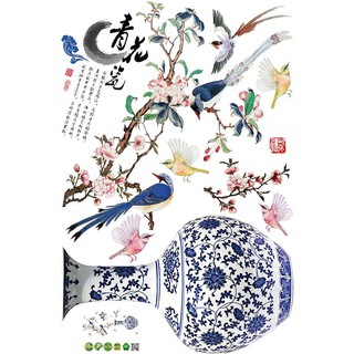 Decal 3D Bình hoa đào