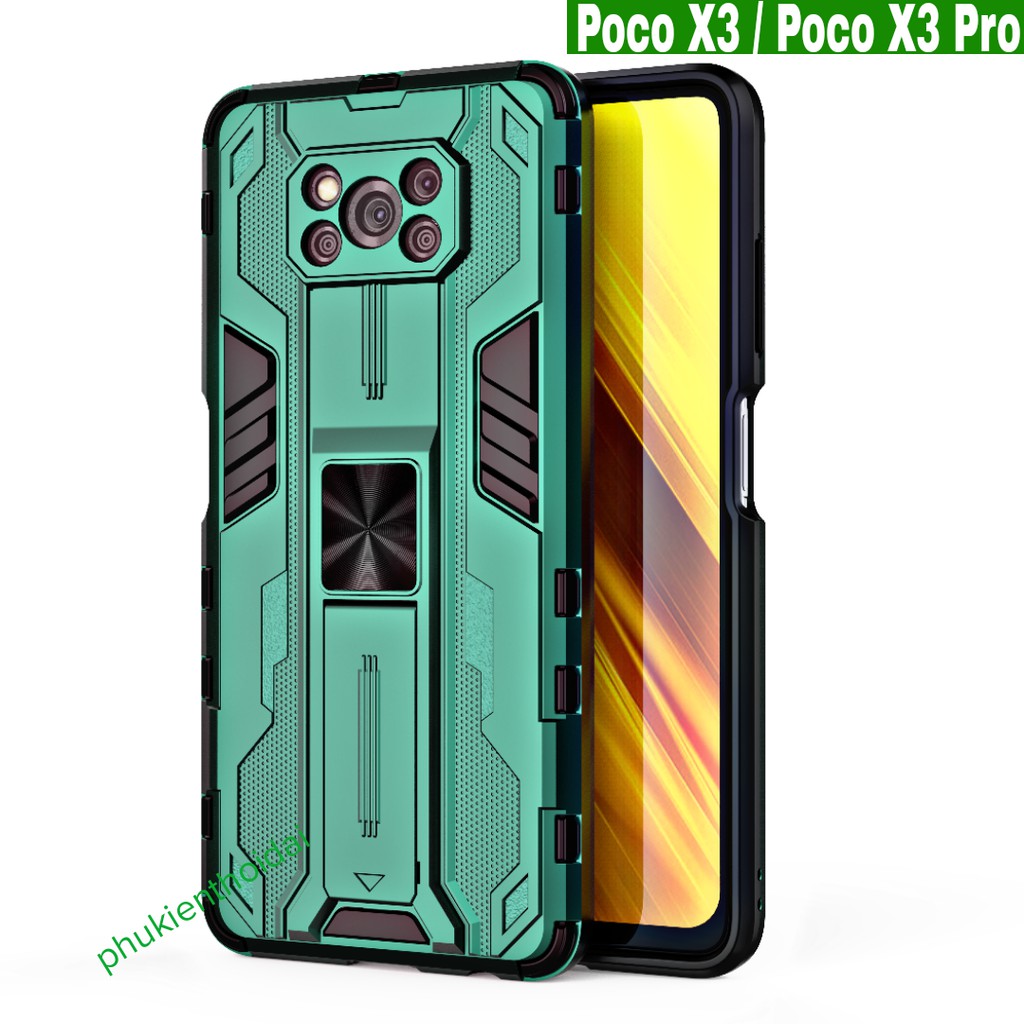 Ốp lưng Poco X3 / Poco X3 Pro Iron Man Ver 3 chống sốc giá đỡ thời trang cao cấp