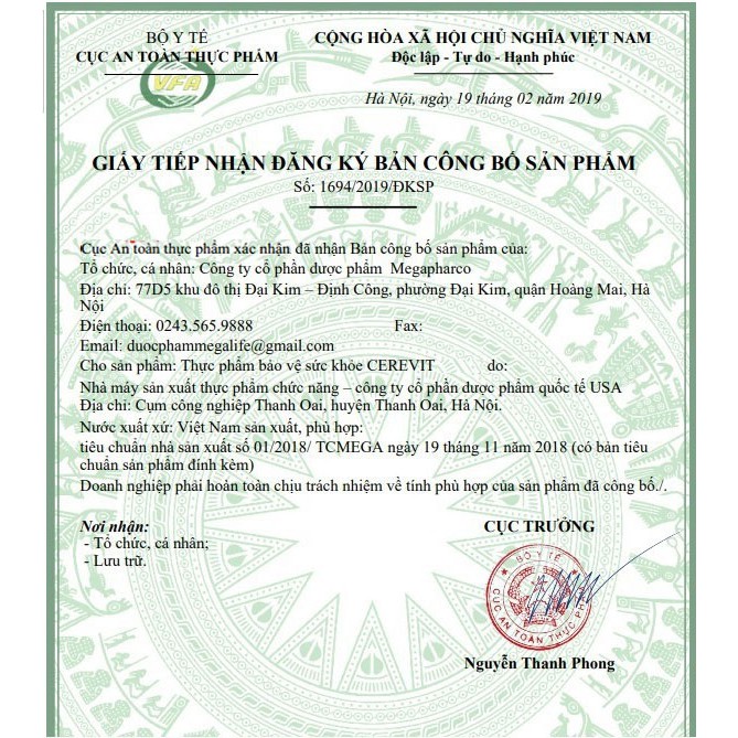 Hoạt huyết dưỡng não CEREVIT FORT USA hỗ trợ bổ não