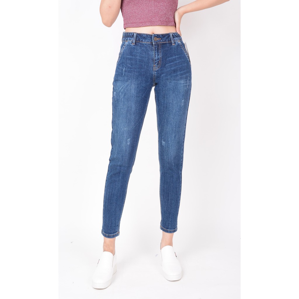 Quần jean nữ ống rộng baggy đẹp lưng cao cạp bán chun xước hàng hiệu cao cấp mã 421 VANIZEN | BigBuy360 - bigbuy360.vn
