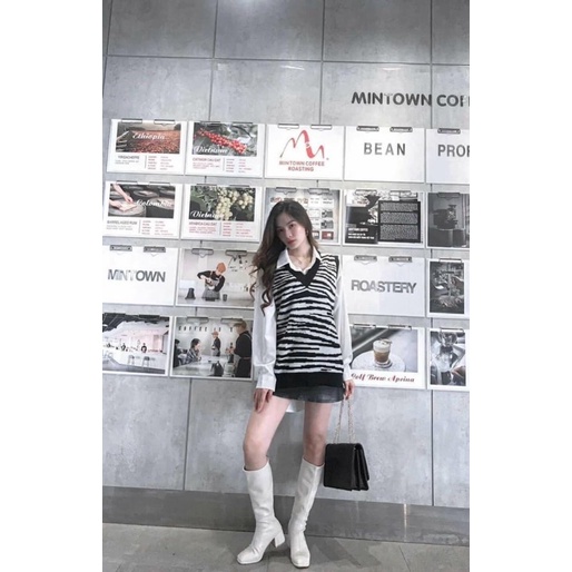 [ CÓ ẢNH THẬT + VIDEO TỰ QUAY ] Áo Gile Vằn Trắng Chất Len Dày Dặn Mix Đồ Lên From Cực Xinh Nha Hàng  QC L1 | BigBuy360 - bigbuy360.vn