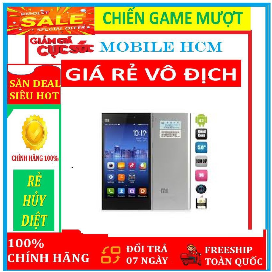 ĐIỆN THOẠI Xiaomi Mi3 - Xiaomi Mi 3 16G mới. Có Tiếng Việt, chơi PUBG-Free Fire-Liên Quân mượt