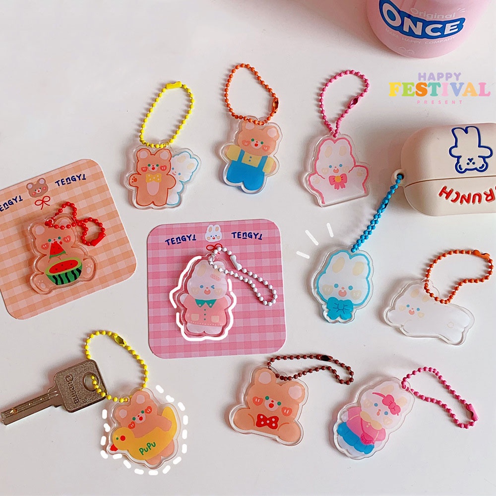1 Móc Chìa Khóa Bằng Nhựa Acrylic Họa Tiết Hoạt Hình Nhiều Màu Dễ Thương