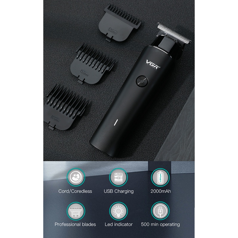 Tông Đơ Cắt Tóc / Cạo Râu Bằng Điện VGR V-933 Cổng Sạc USB Cho Nam