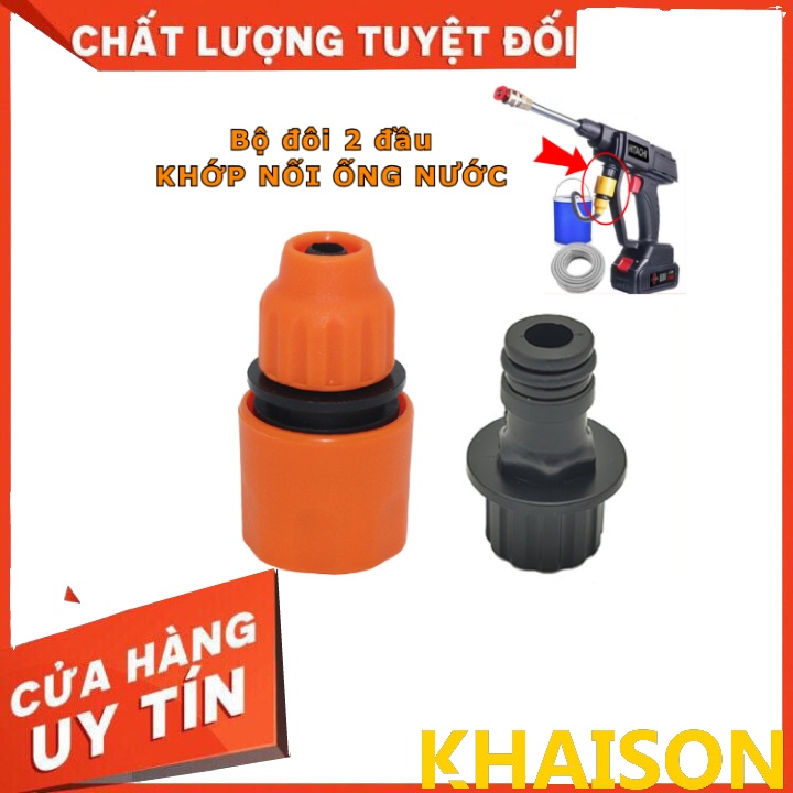 Bộ đôi khớp nối nhanh 2 đầu ống nước cho vòi rửa xe, máy xịt rửa xe cầm tay