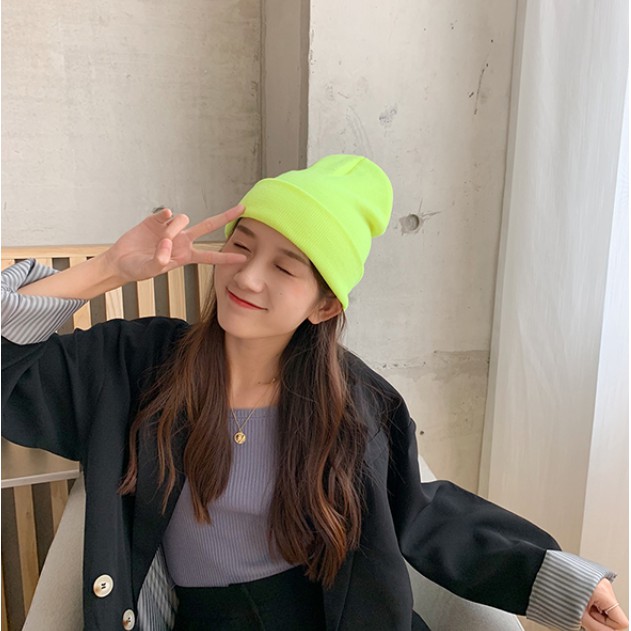 Mũ len trơn màu unisex vintage Hàn Quốc. Nón beanie