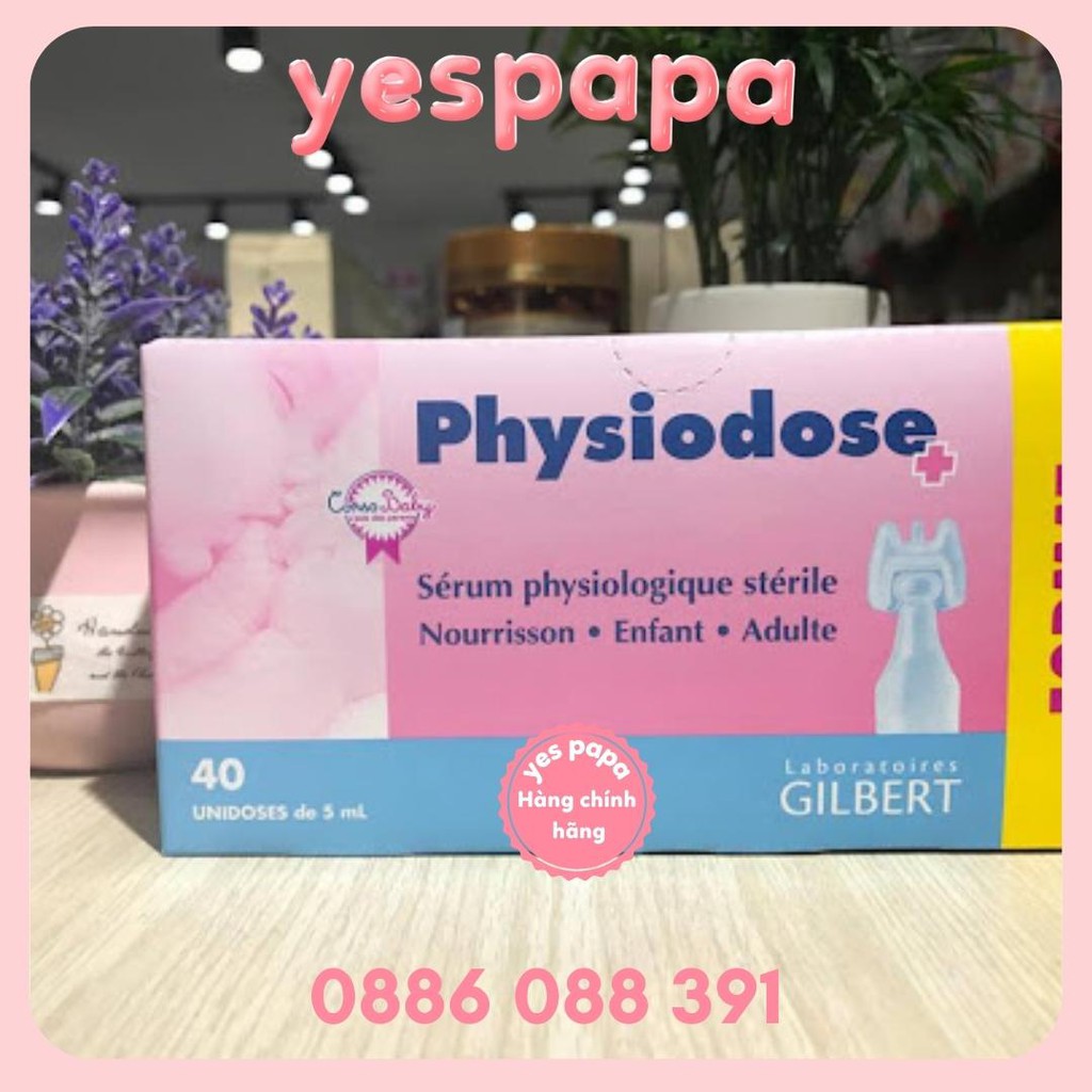 Nước muối sinh lý Pháp hồng 40 ống Physiodose mẫu mới