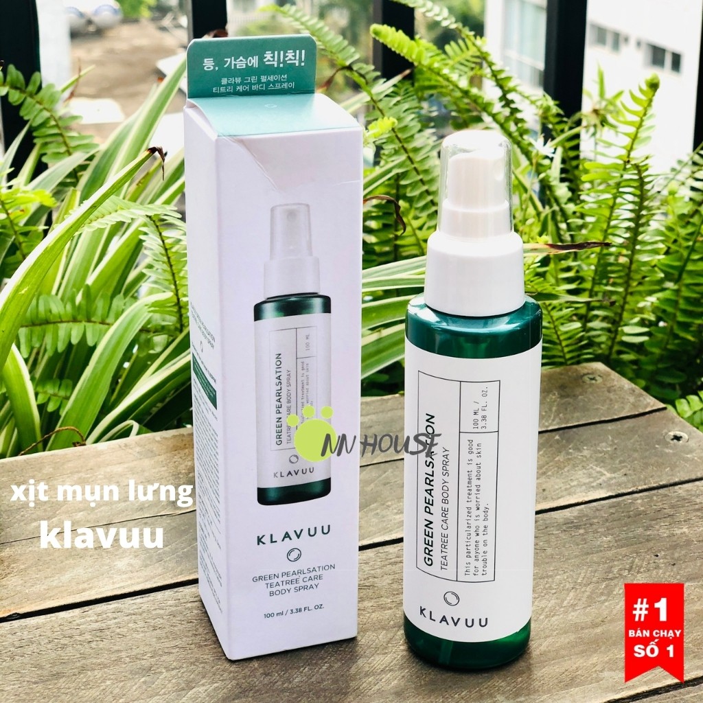 Xịt mụn lưng Klavuu Green Pearlsation Teatree care body spray tinh chất tràm trà - NN HOUSE