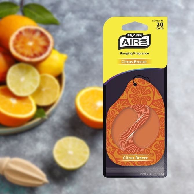 Sáp thơm lá treo ô tô Tinh dầu treo xe hơi AROMATE khử mùi, Nước hoa lá treo ô tô hương cam, xe mới chính hãng TaiwanHub