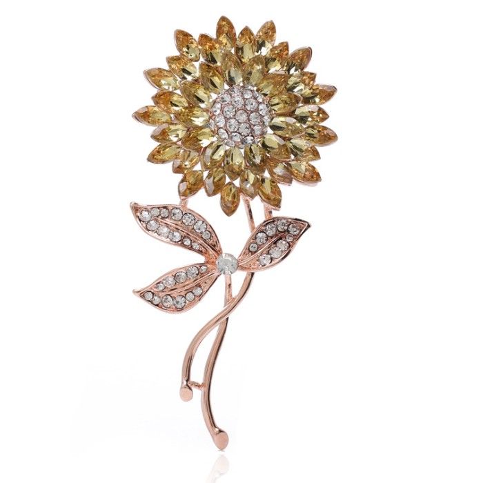 Cài áo thời trang đính đá hoa vàng GC32