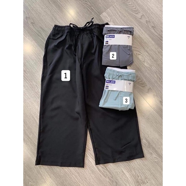 Quần lửng nữ ống rộng hãng Gu xuất chất đẹp | BigBuy360 - bigbuy360.vn