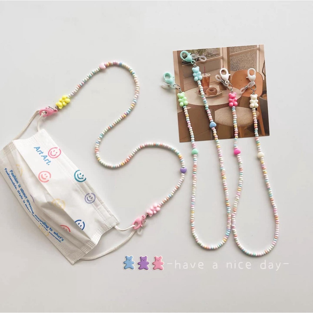 Dây đeo khẩu trang charm gấu nhiều mẫu dễ thương, cute
