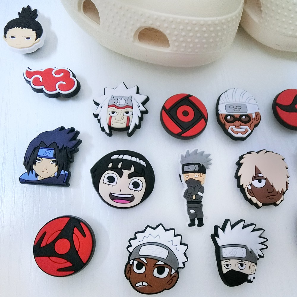 Ghim cài trang trí giày đục lỗ bằng PVC cotton hình anime Naruto ngẫu nhiên đáng yêu