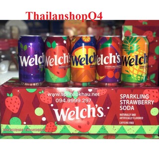 (HCM) THÙNG 12LON/24LON NƯỚC NGỌT SODA WELCHS NHO/DÂU/DỨA