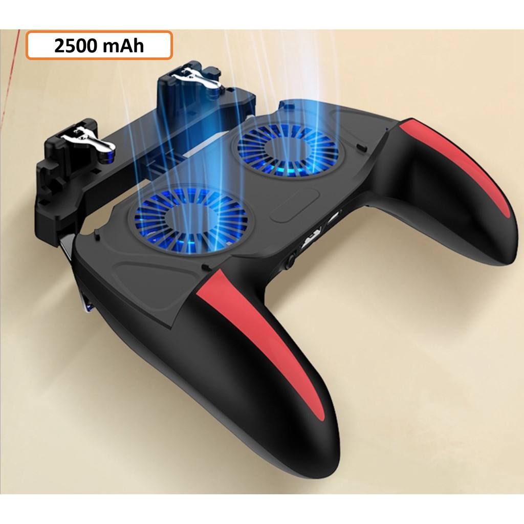 Tay Cầm Chơi Game Điện Thoại Mobile PUBG/FF/ROS/CALL OF DUTY Double Fan Tích Hợp Sạc Dự Phòng 5000mAh Hàng Xịn, Giá Tốt