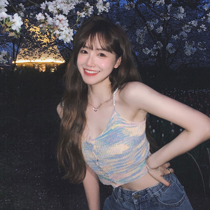 Porozi Áo hai dây croptop kiểu áo ống màu sắc thời trang phong cách Hàn Quốc cho nữ