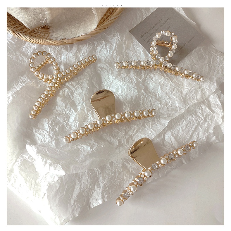 Kẹp Tóc Càng Cua Lớn Đính Đá Ngọc Trai Giả Phong Cách Hàn Quốc Cho Nữ