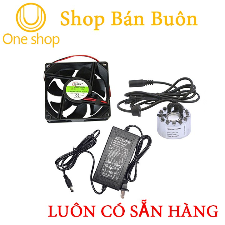Combo Động Cơ Phun Sương HB20 Zin 16W có Đèn và Nguồn 24V-2A (Tặng Quạt Tản Nhiệt 8x8x2,5Cm 24V )