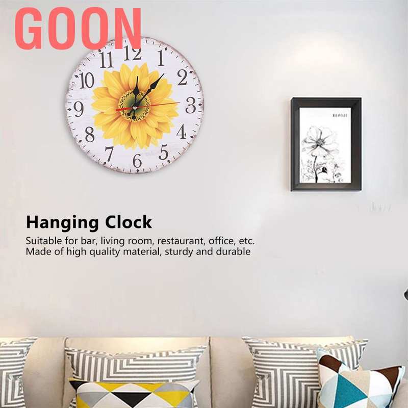 GOON Đồng Hồ Treo Tường 30cm Họa Tiết Hoa Dùng Trang Trí Phòng Khách / Phòng Ngủ / Văn Phòng