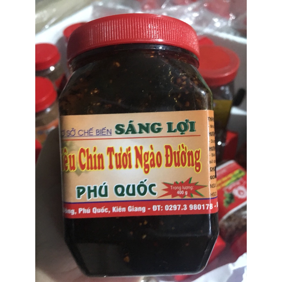 Hủ 400gr Tiêu chín ngào đường Đặc sản Sáng Lợi Phú Quốc hộp đỏ