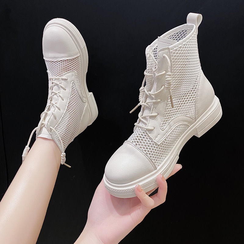 Giày Boot Martin Phối Lưới Mỏng Thoáng Khí Mẫu Mới 2022 Thời Trang Xuân Hè Cho Nữ