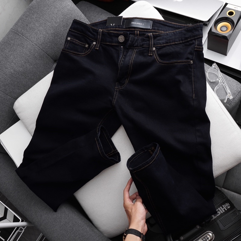 Quần jean đen xám ống suông co giãn vải cao cấp vnxk | BigBuy360 - bigbuy360.vn