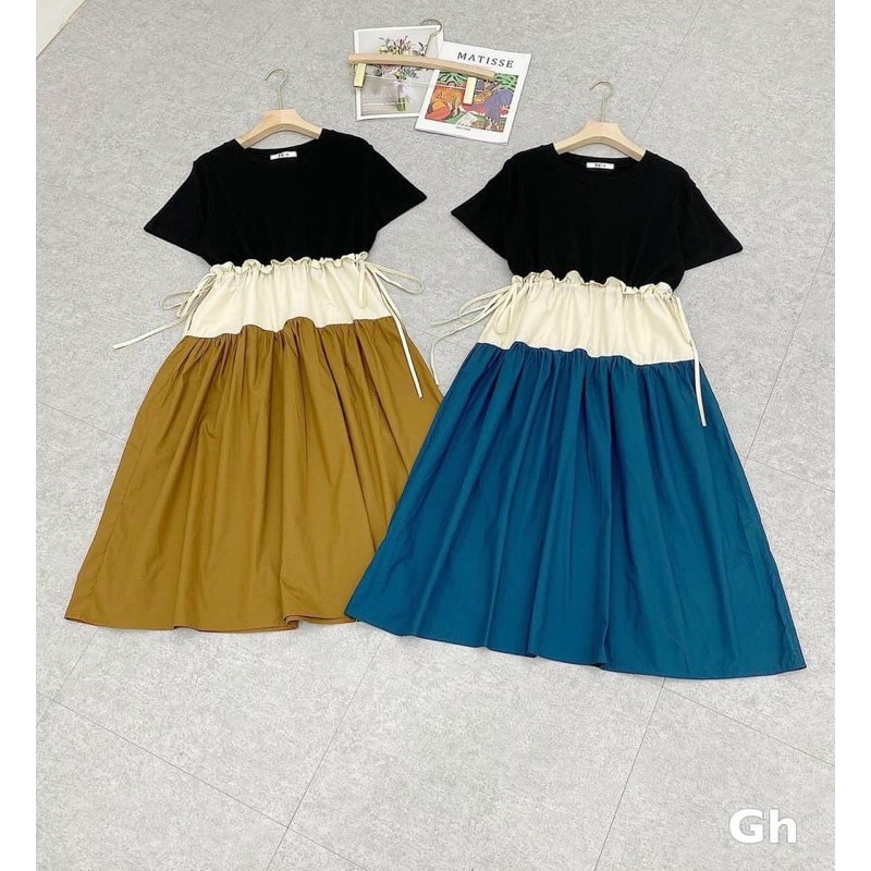 đầm bầu bigsize, váy pha mầu xinh