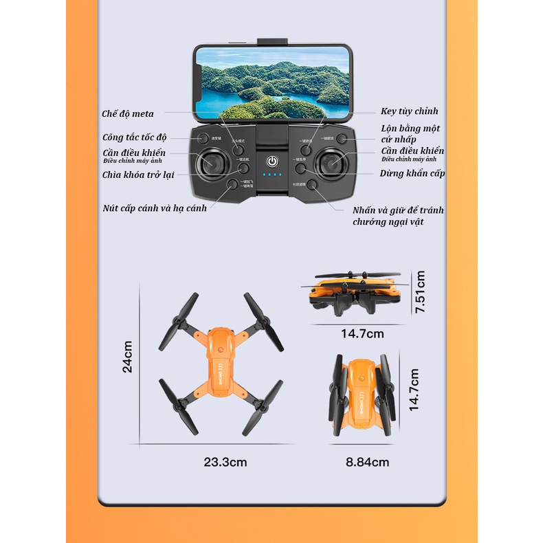 Flycam mini 4k máy bay điều khiển từ xa AE5 Pro camera kép 4k quay phim chụp ảnh kết nốt điện thoại