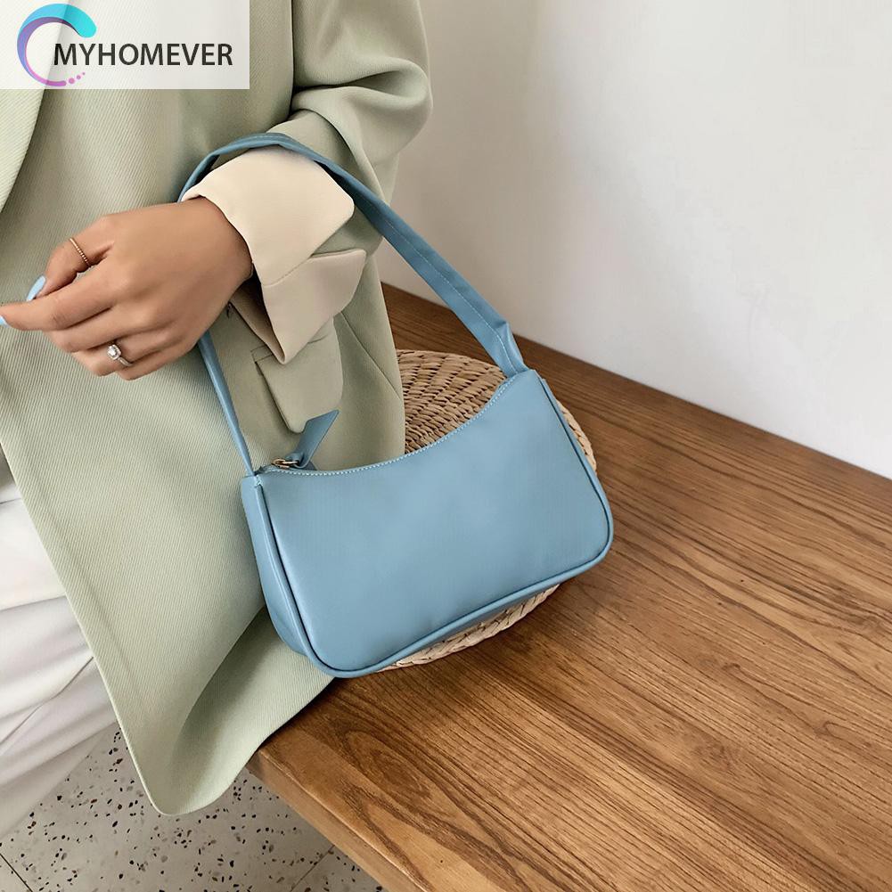Túi Xách Da Pu Màu Trơn Phong Cách Thời Trang Cổ Điển Dành Cho Nữ