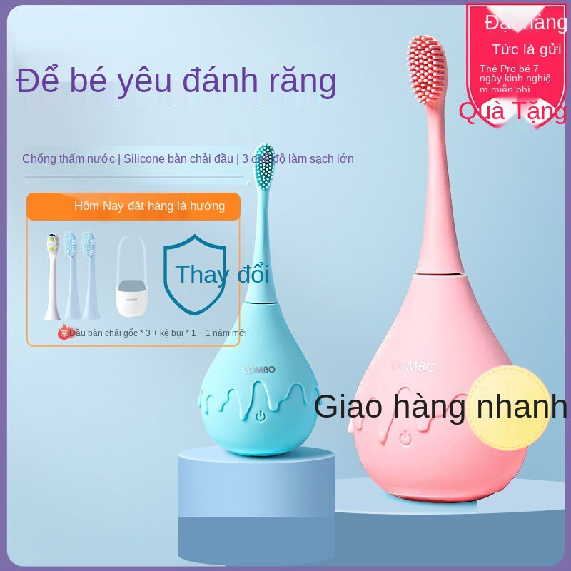 Bàn chải đánh răng Baby Electric, bàn chải đánh răng tự động cho trẻ từ 2 tuổi, bàn chải mềm cho bé, kẹo mút đa năng cho