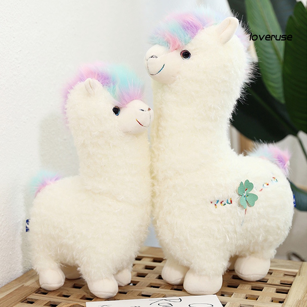 Thú nhồi bông bằng lông hình lạc đà chi tiết lông cầu vồng xinh xắn