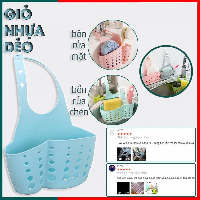 Giỏ Đựng Giẻ Rửa Bát, Giỏ Nhựa Dẻo Treo Bồn Rửa Bát Đa Năng Cho Gia Đình