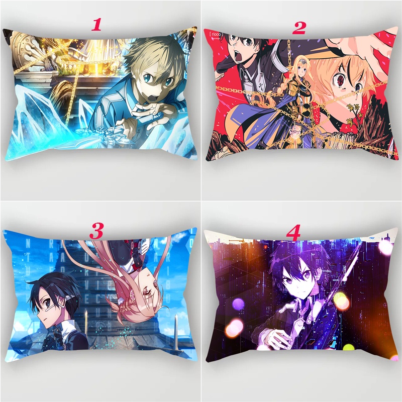 Vỏ Gối Chữ Nhật In Hình Sword Art Online Trang Trí Xe Hơi Ốp