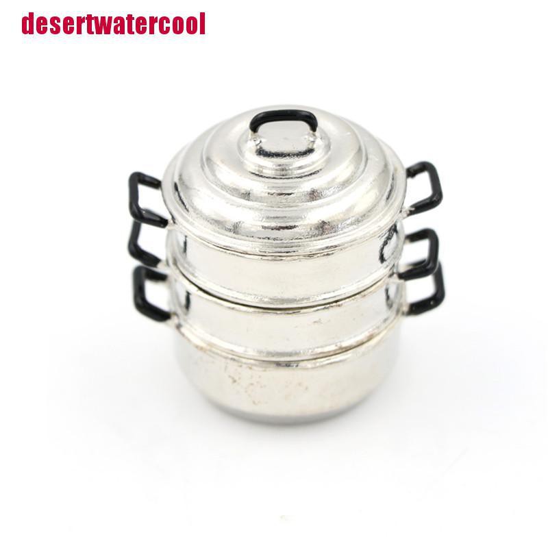 [xứng Đáng] Mô Hình Nồi Hấp Kim Loại 3 Tầng Trang Trí Nhà Búp Bê 1: 12