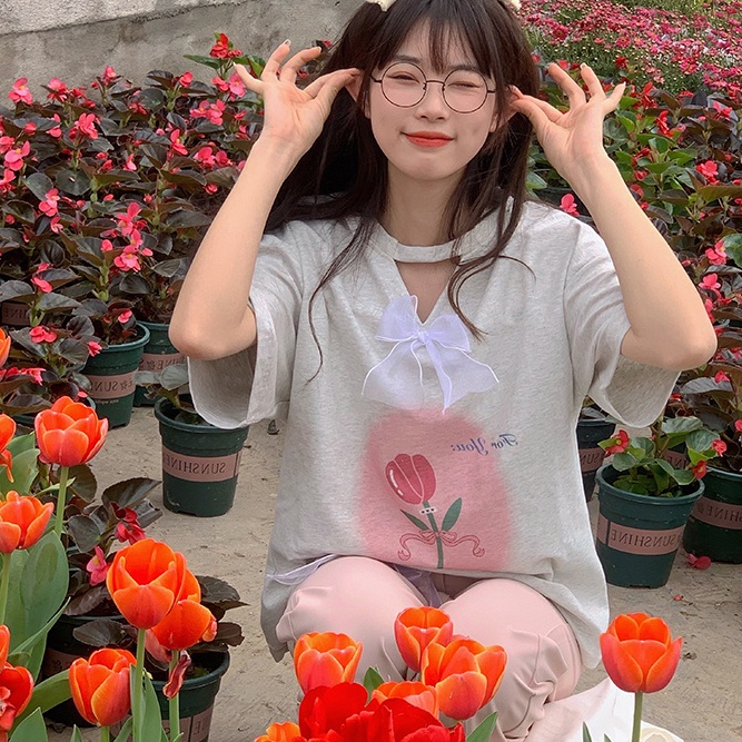 SUXI Áo Thun Tay Ngắn Dáng Rộng In Họa Tiết Đơn Giản Thời Trang Mùa Hè Dễ Phối Đồ Cho Nữ