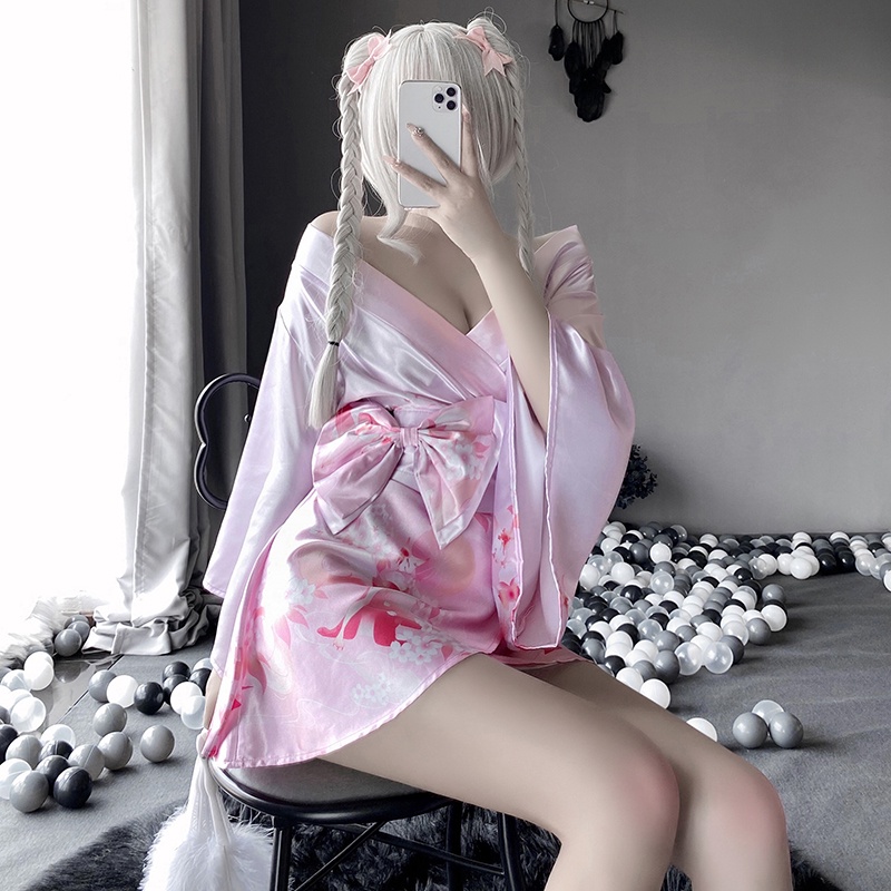 Bộ Đồ Ngủ kimono Bằng Vải Voan Thoáng Khí Phong Cách Nhật Bản Quyến Rũ 9409 | BigBuy360 - bigbuy360.vn