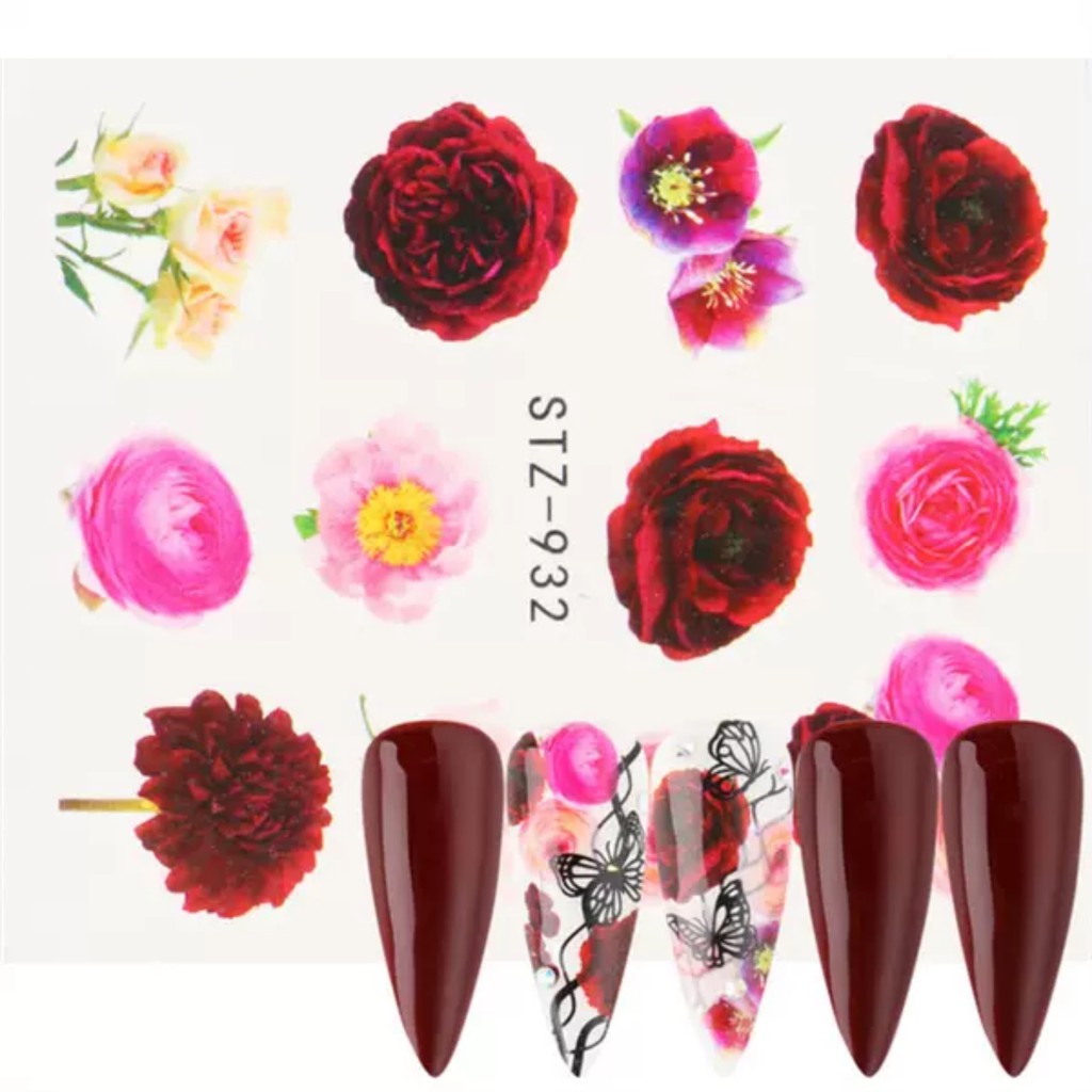 Sticker Nước Các Loại Hoa Đủ Màu | 12 Màu