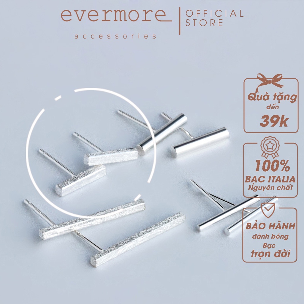 Bông tai bạc EVERMORE, khuyên tai simple thanh bạc Ý 925 cao cấp, phong cách minimalist, thanh lịch - H028