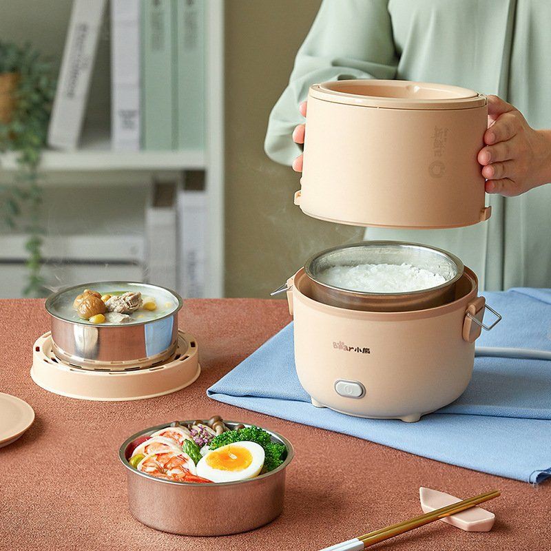 Hộp cơm điện văn phòng Bear DFH-B15N1 3 khay inox, giảm ồn | BigBuy360 - bigbuy360.vn