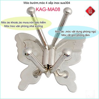 Móc bướm SUS304 KAG-MA08, móc áo treo đồ xoay 4 móc tiện dụng thiết kế đẹp