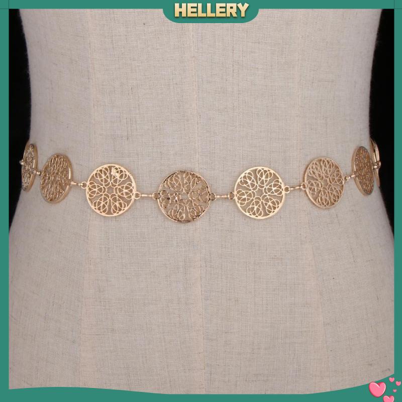 Thắt lưng dây xích mặt đồng xu vàng thời trang cho nữ