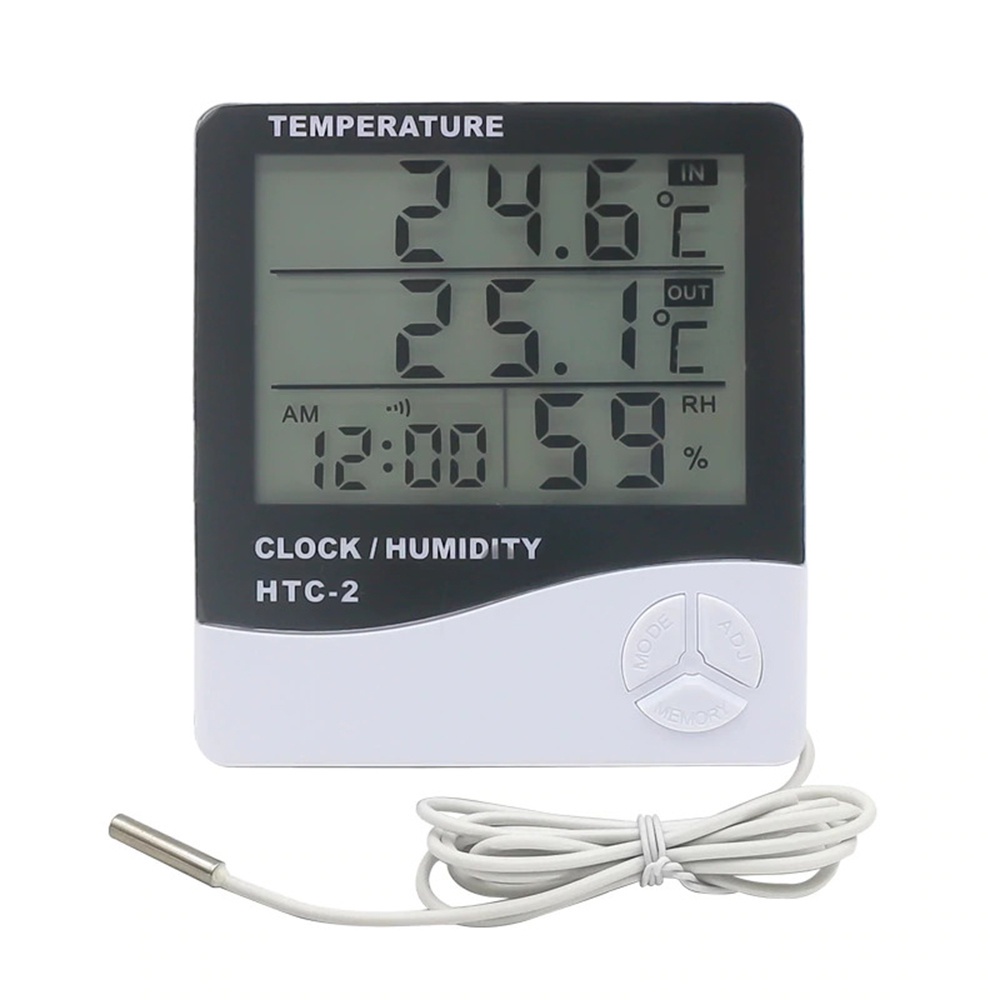 Đồng hồ đo nhiệt độ độ ẩm kỹ thuật số LCD Máy đo độ ẩm trong nhà ngoài trời Nhiệt kế ẩm kế Đồng hồ trạm thời tiết HTC-1 HTC-2