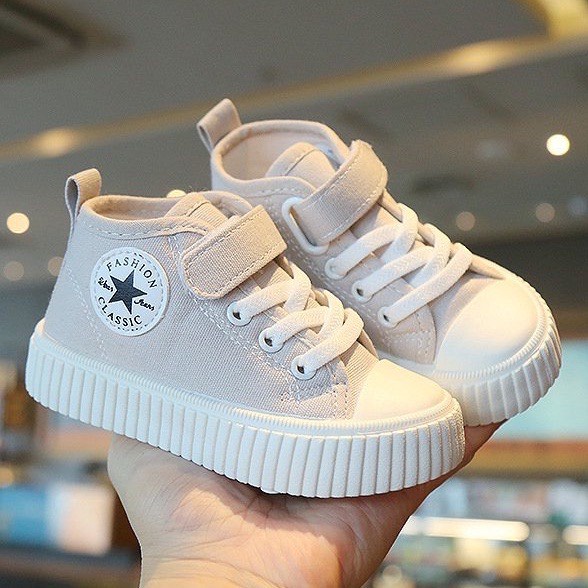 GIÀY THỂ THAO CAO CỔ CANVAS CHO BÉ TRAI BÉ GÁI - GIÀY SNEAKERS CHO BÉ CÓ QUAI DÁN, VẢI MỀM, ĐẾ ÊM CHÂN (SZ22-SZ33) A1