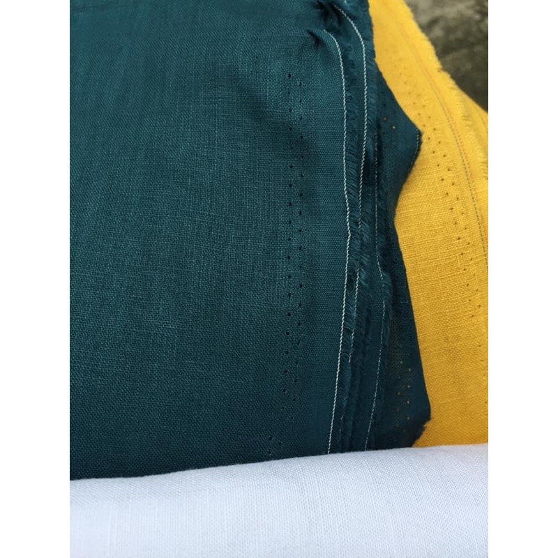 Vải linen tưng premium màu xanh cổ vịt, đẹp lạ!