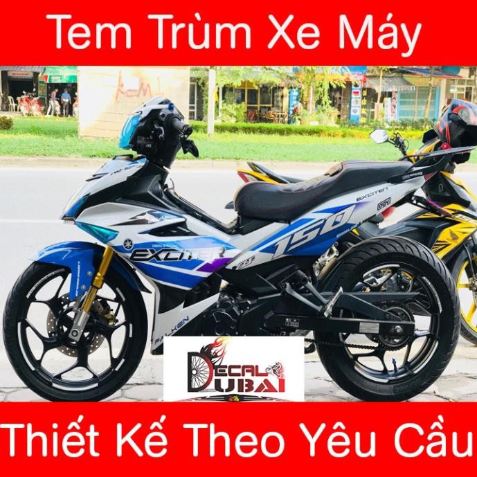 Tem Trùm Xe Exciter 150 Xanh Trắng