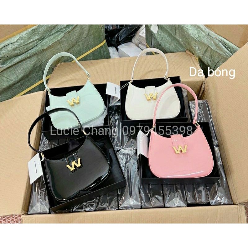 Túi Wangg kẹp nách mẫu mới hồng, đen, trắng, xanh da bóng, da lì, đá