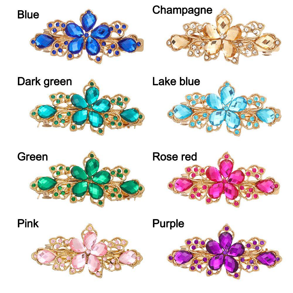 ❦Tôi❦ Kẹp Tóc Hình Hoa Năm Cánh Đính Pha Lê Phong Cách Hàn Quốc