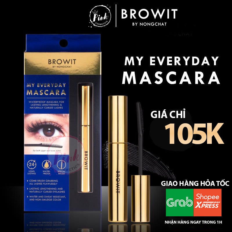 Mascara NongChat Browit Thái Lan, Chuốt mi làm dày, dài cong mi, chống thấm nước, mồ hôi chuyên dụng cho makeup