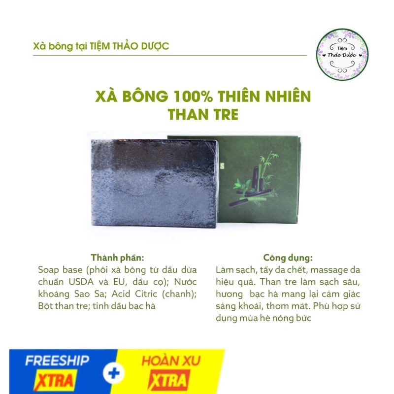 Xà bông than tre thiên nhiên - xà bông sinh dược than tre 100gr